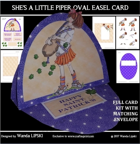 SHES A LITTLE PIPER ST PATRICKS OVAL EASEL CARD KIT