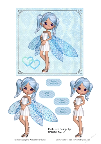 BLUE FAIRY WISHES BIRTHDAY CARD FRONT