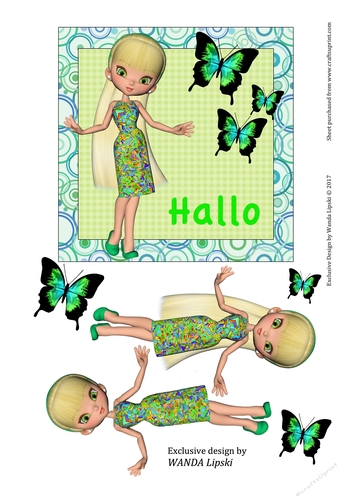 HALLO COOKIE & BUTTERFLY CUTE GIRL TOPPER 