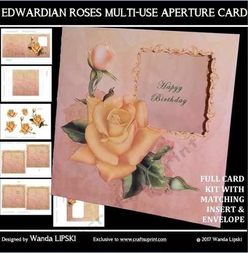 EDWARDIAN ROSES MULTI-USE APERTURE CARD