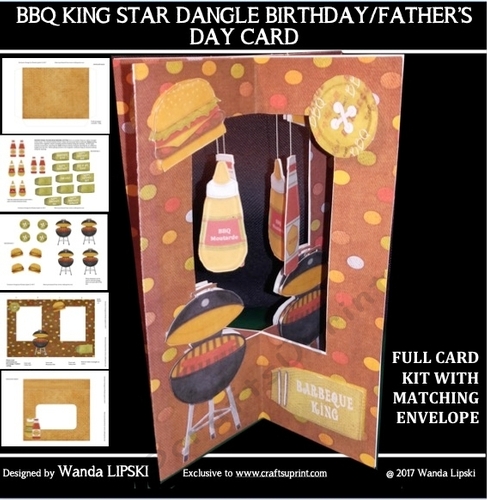 BBQ KING STAR DANGLE BIRTHDAY OR FATHERS DAY CARD