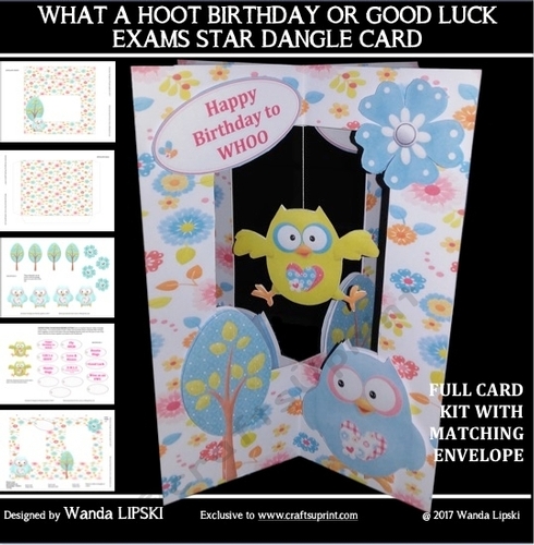 WHAT A HOOT STAR DANGLE BIRTHDAY/EXAM SUCCESS CARD