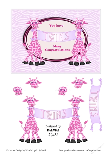 BIRTH CONGRATULATIONS TWIN GIRL GIRAFFES
