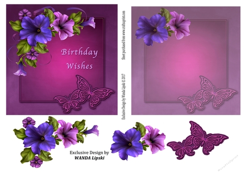 BIRTHDAY PETUNIA CARD FRONT & INSERT