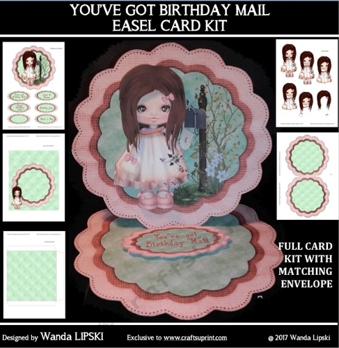 YOUVE GOT BIRTHDAY MAILE CUTE GIRL EASEL CARD KIT