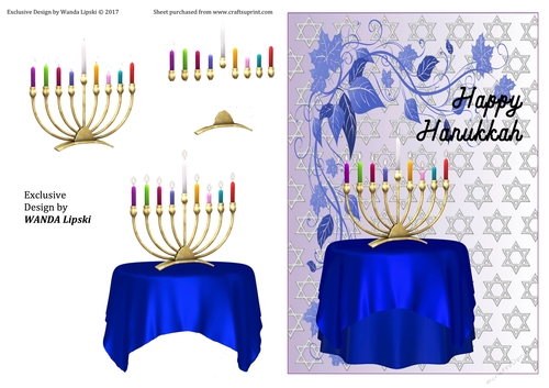 HAPPY HANUKKAH MENORAH LIGHTS CARD FRONT