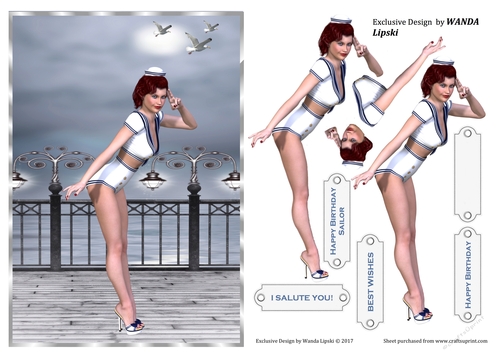 I SALUTE YOU SEXY PINUP TOPPER