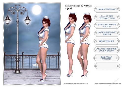ALL THE NICE BOYS LOVE A SAILOR  SEXY PINUP TOPPER