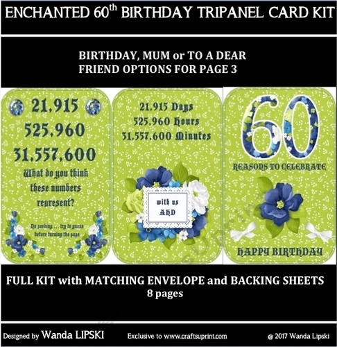 ENCHANTED 60TH BIRTHDAY TRIPANEL CARD KIT