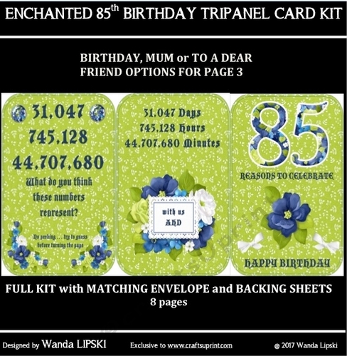 ENCHANTED 85TH BIRTHDAY TRIPANEL CARD KIT