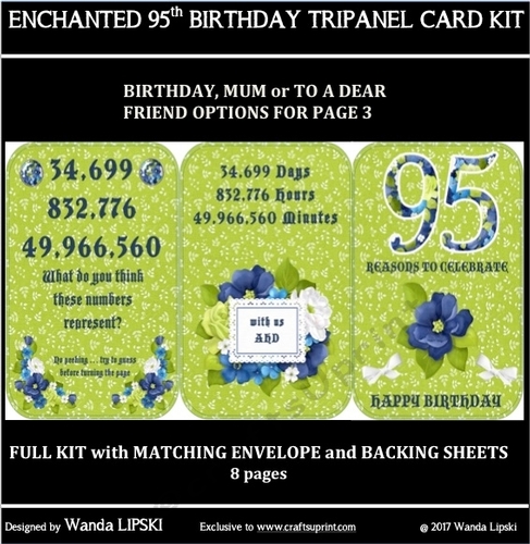 ENCHANTED 95TH BIRTHDAY TRIPANEL CARD KIT