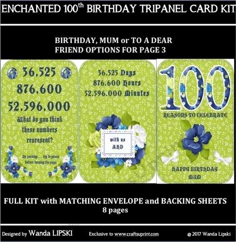 ENCHANTED 100TH BIRTHDAY TRIPANEL CARD KIT