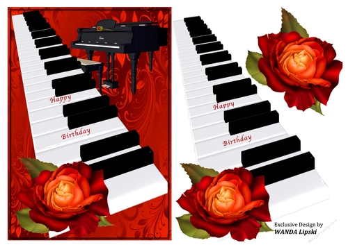 ROSES FOR THE PIANIST BIRTHDAY TOPPER