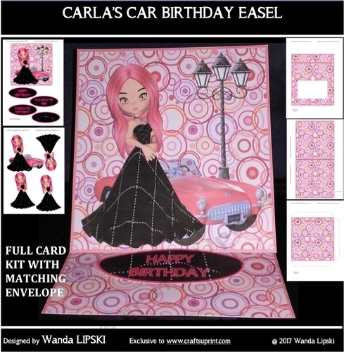 CARLAS CAR BIRTHDAY  EASEL CARD