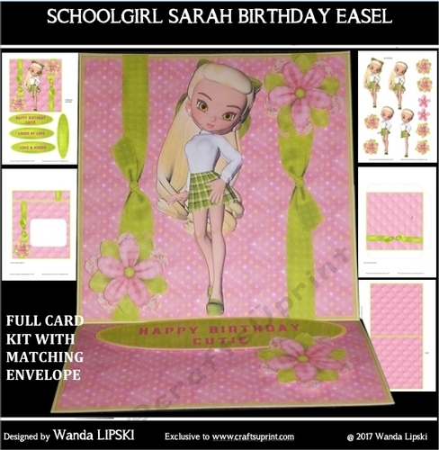 SCHOOLGIRL SARAH BIRTHDAY EASEL