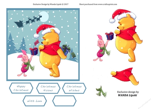 A PRESENT FOR POOH CHRISTMAS CARD FRONT