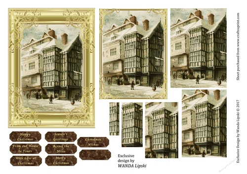 VICTORIAN STREET PYRAMID DECOUPAGE TOPPER