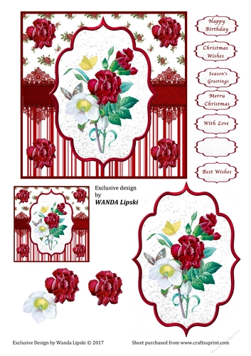 CHRISTMAS ROSE & CARNATIONS QUICK CARD FRONT