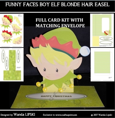FUNNY FACE BOY ELF BLONDE HAIR CHRISTMAS EASEL