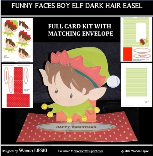 FUNNY FACE BOY ELF DARK HAIR CHRISTMAS EASEL