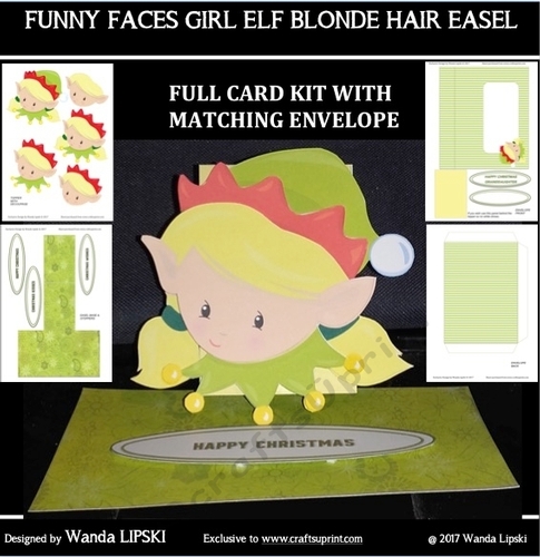 FUNNY FACE GIRL ELF  BLONDE HAIR CHRISTMAS EASEL
