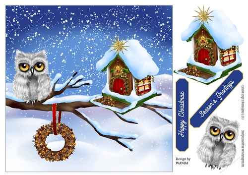 8 x 8 OWL HOUSE CHRISTMAS TOPPER