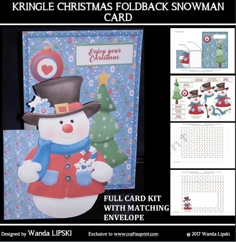 KRINGLE SNOWMAN FOLDBACK CHRISTMAS CARD KIT