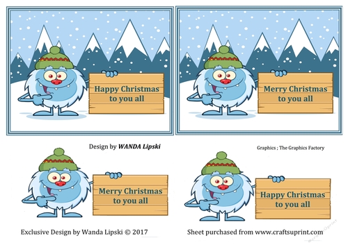 2 X YETI CHRISTMAS CARD FRONTS 1