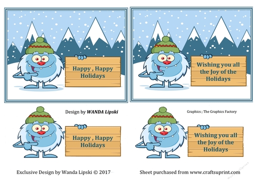 2 X YETI CHRISTMAS CARD FRONTS 2