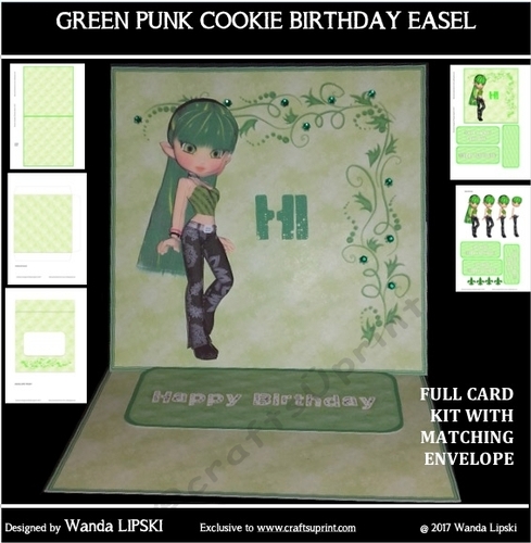 GREEN PUNK COOKIE BIRTHDAY EASEL
