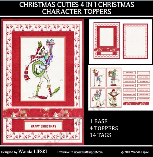 CHRISTMAS CUTIES 4 IN 1 CHEERFUL CHARACTER TOPPERS
