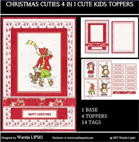 CHRISTMAS CUTIES 4 IN 1 CUTE KIDS TOPPERS