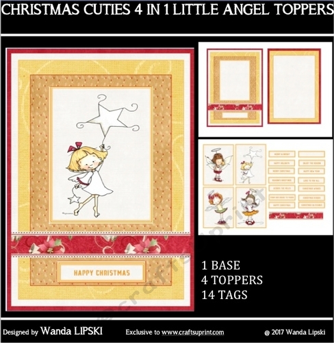 CHRISTMAS CUTIES 4 IN 1 LITTLE ANGEL TOPPERS
