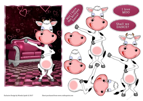 LOVE MOO VALENTINE OR BIRTHDAY TOPPER