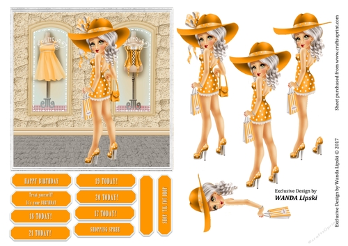 SHOPPING SPREE BIRTHDAY ORANGE TOPPER