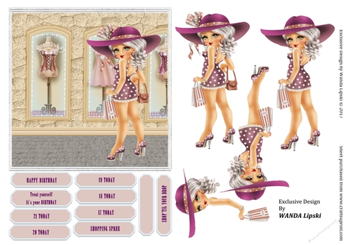 SHOPPING SPREE BIRTHDAY PURPLE TOPPER
