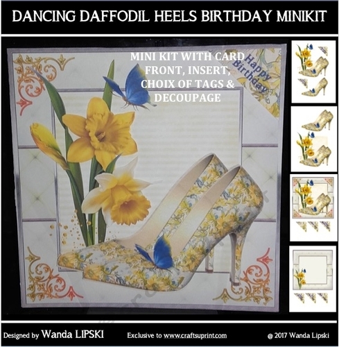 8x8 DANCING DAFFODIL HEELS ALL OCCASIONS CARD