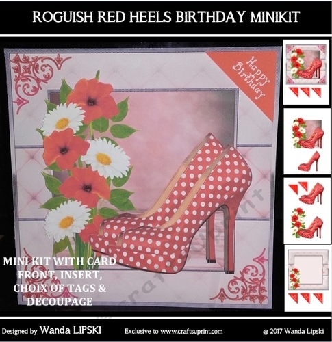 8x8 ROGUISH RED HEELS ALL OCCASIONS CARD
