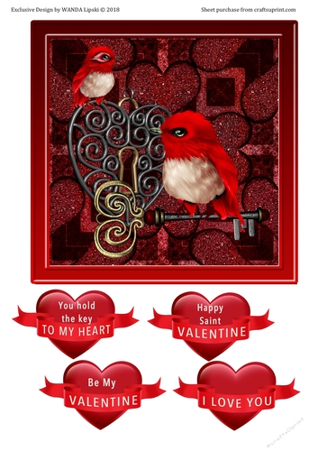 8 x 8 YOU HOLD THE KEY TO MY HEART VALENTINE TOPPER