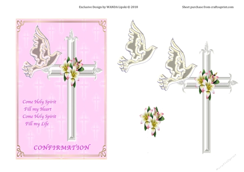 HOLY SPIRIT FILL MY HEART GIRL CONFIRMATION CARD FRONT