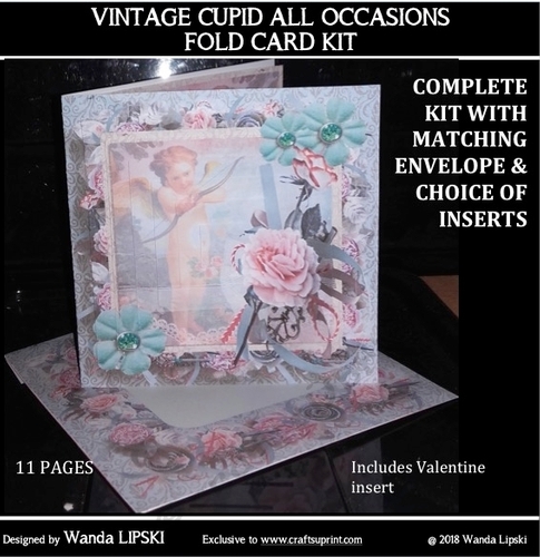 VINTAGE  CUPID ALL OCCASIONS FOLD CARD PYRAMID KIT