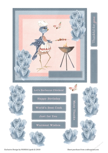 LETS BARBECUE CHICKEN CARD TOPPER