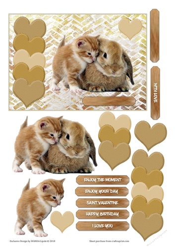 UNLIKELY LOVE 2 CUTE ANIMALS BIRTHDAY OR LOVE CARD FRONT