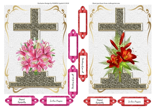 2 X SYMPATHY LILIES CARD FRONTS 2