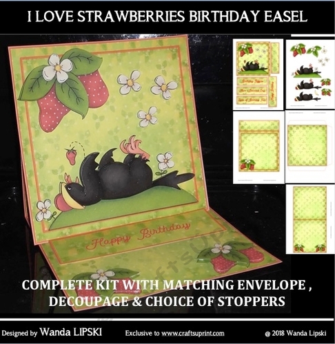 I LOVE STRAWBERRIES BIRTHDAY EASEL