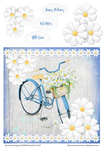 DAISY DAISY ON A BICYCLE MADE FOR BLUE BIRTHDAY TOPPER