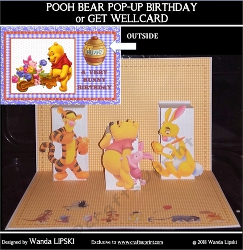 POOH BEAR POP-UP BIRTHDAY or GET WELL CARD KIT