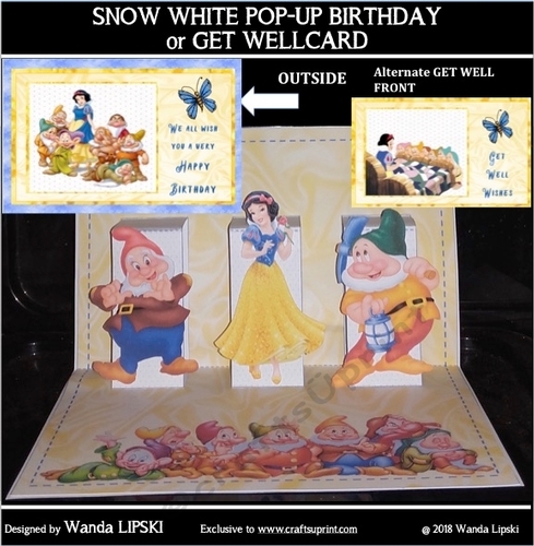 SNOW WHITE POP-UP BIRTHDAY or GET WELL CARD KIT