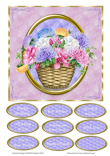 FLORAL BASKET 5 ALL OCCASIONS QUICK CARD FRONT