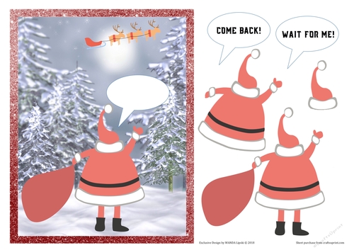 HEY RUDOLPH WAIT FOR ME FUNNY SANTA TOPPER